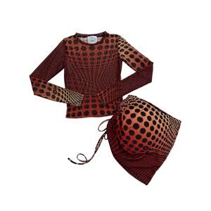 omighty - Illusion Gradient Matching Long Sleeve Top and Skirt in Brown